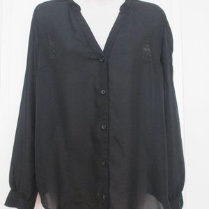 Lauren Conrod Shear Black L/S Blouse S